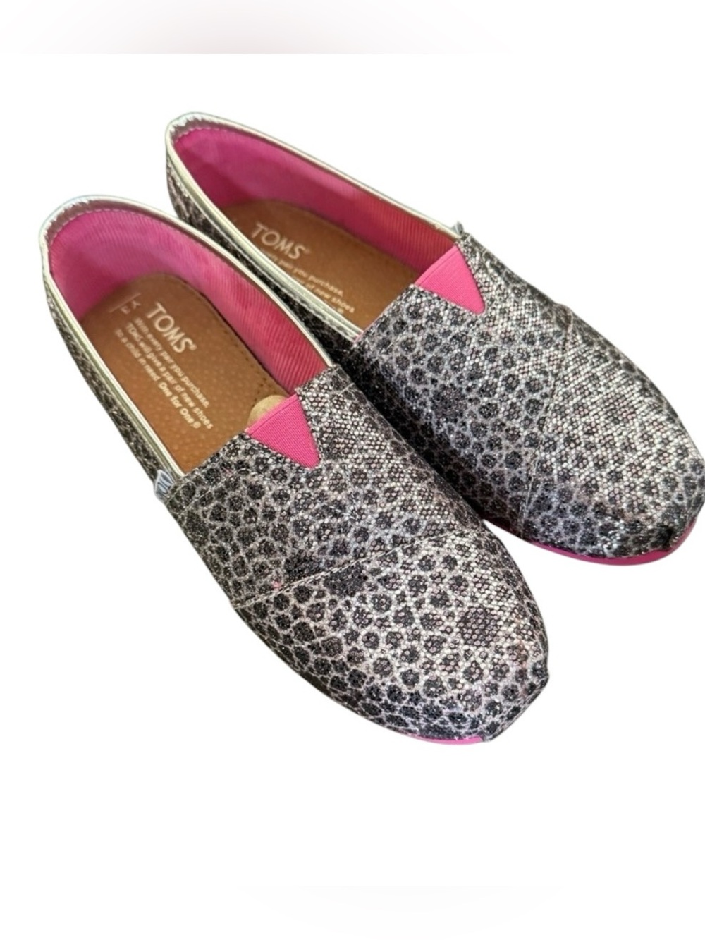 NWT TOMS Leopard Print Sparkle Youth 3 Shoes